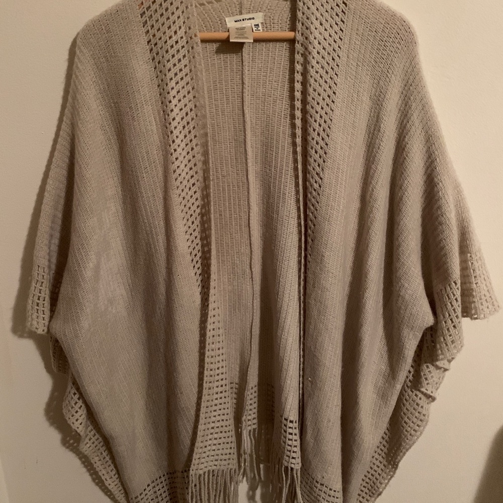 Max Studio Shawl Cardigan with Fringe